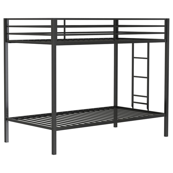 Coaster Alevera Metal Twin Over Twin Bunk Bed With Ladder Black