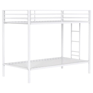 Coaster Alevera Metal Twin Over Twin Bunk Bed With Ladder White