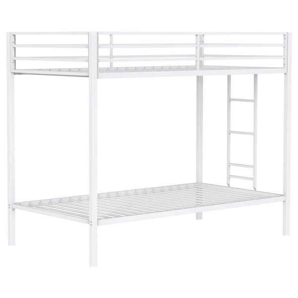 Coaster Alevera Metal Twin Over Twin Bunk Bed With Ladder White
