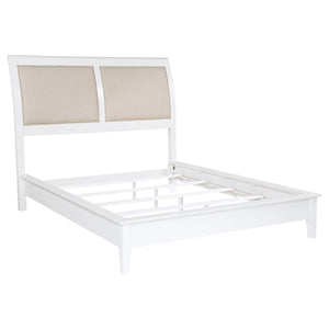 Coaster Bexhill 56-Inch Upholstered California King Panel Bed White