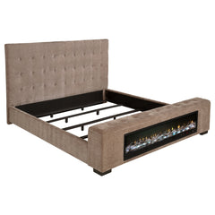 Coaster Senna Upholstered California King Audio Flame Visualizer Bed Brown