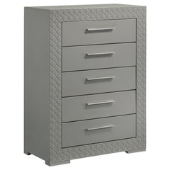 Coaster Ives 5-Drawer Bedroom Chest Of Drawers Grey High Gloss