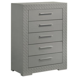 Coaster Ives 5-Drawer Bedroom Chest Of Drawers Grey High Gloss