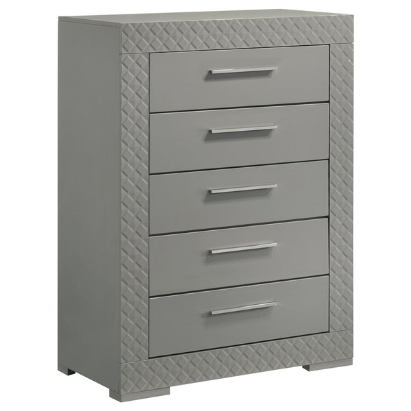 Coaster Ives 5-Drawer Bedroom Chest Of Drawers Grey High Gloss