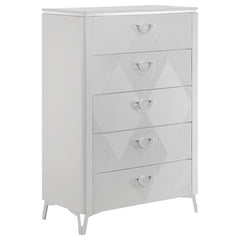Coaster Cassia 5-Drawer Bedroom Chest Of Drawers White High Gloss