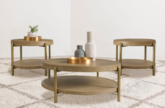 Coaster Arini 3-Piece Round Coffee & End Table Set Sand Wash