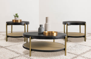 Coaster Arini 3-Piece Round Coffee & End Table Set Black