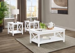 Coaster Skyview 3-Piece Rectangular Lift Top Coffee Table Set White