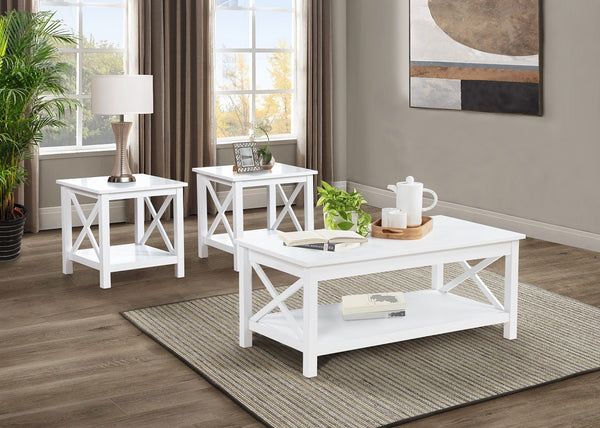 Coaster Skyview 3-Piece Rectangular Lift Top Coffee Table Set White