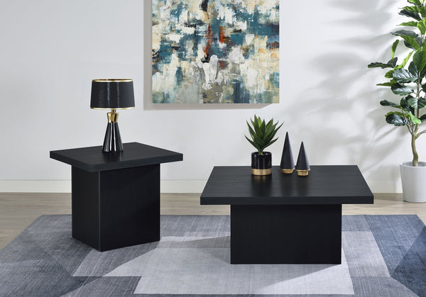 Coaster Devar 2-Piece Square Cocktail Coffee End Table Set Black