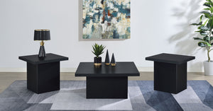 Coaster Devar 3-Piece Square Cocktail Coffee End Table Set Black