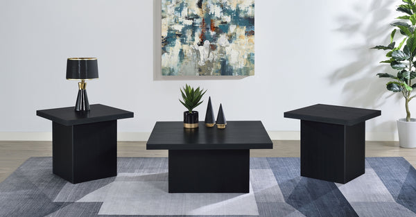 Coaster Devar 3-Piece Square Cocktail Coffee End Table Set Black