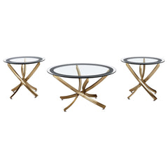 Coaster Brooke 3-Piece Round Coffee & End Table Set Rose Brass