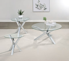 Coaster Kenzie 3-Piece Round Coffee & End Table Set Chrome
