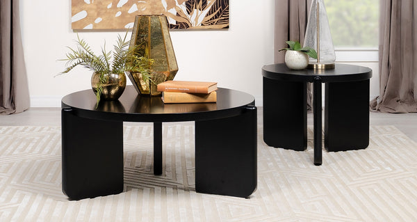 Coaster Cordova 2-Piece Solid Wood Coffee & End Table Set Black