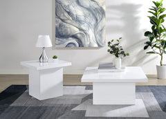 Coaster Devar 2-Piece Square Coffee End Table Set White High Gloss