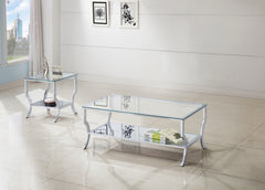 Coaster Saide 2-Piece Glass Top Coffee & End Table Set Chrome