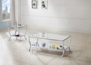 Coaster Saide 2-Piece Glass Top Coffee & End Table Set Chrome