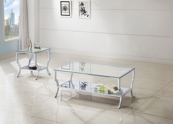 Coaster Saide 2-Piece Glass Top Coffee & End Table Set Chrome