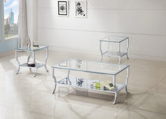 Coaster Saide 3-Piece Glass Top Coffee & End Table Set Chrome