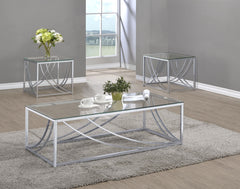 Coaster Lille 3-Piece Glass Top Coffee & End Table Set Chrome