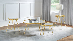 Coaster Kaelyn 4-Piece Round Coffee & End Table Set Gold