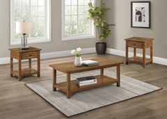 Coaster Payne 3-Piece Coffee & 1-Drawer End Table Set Brown