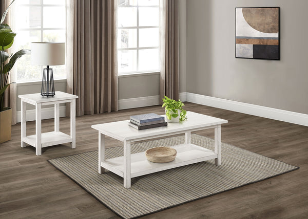 Coaster Payne 2-Piece Coffee & End Table Set Distressed White