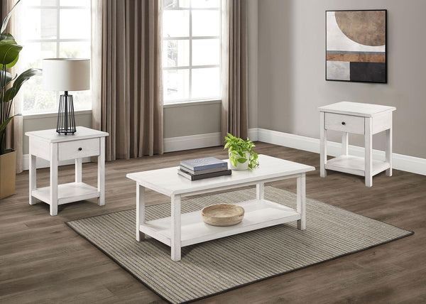 Coaster Payne 3-Piece Coffee & 1-Drawer End Table Set White
