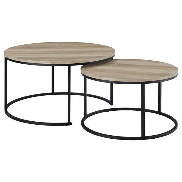 Coaster Lainey 2-Piece Round Nesting Coffee Table Distressed Pine