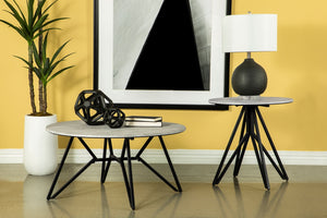 Coaster Hadi 2-Piece Round Smarttop Coffee & End Table Set Cement