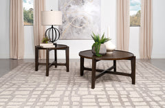 Coaster Cota 2-Piece Solid Wood Coffee & End Table Set Dark Brown