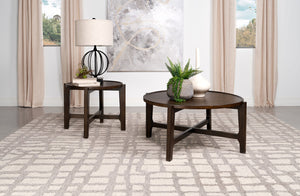 Coaster Cota 2-Piece Solid Wood Coffee & End Table Set Dark Brown