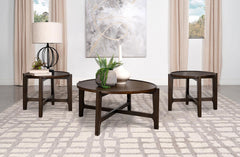 Coaster Cota 3-Piece Solid Wood Coffee & End Table Set Dark Brown
