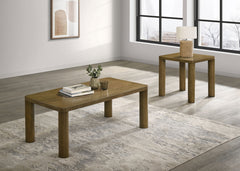 Coaster Castlewood 2-Piece Cocktail Coffee Table Set Brown Oak