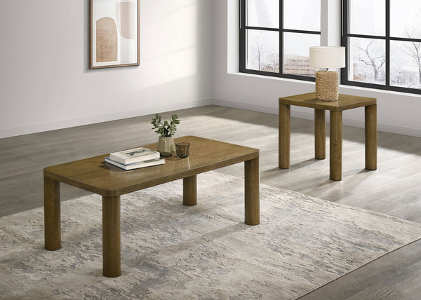 Coaster Castlewood 2-Piece Cocktail Coffee Table Set Brown Oak