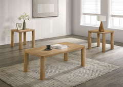Coaster Castlewood 3-Piece Cocktail Coffee Table Set Washed Oak