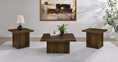 Coaster Devar 3-Piece Square Coffee & End Table Set Dark Pine