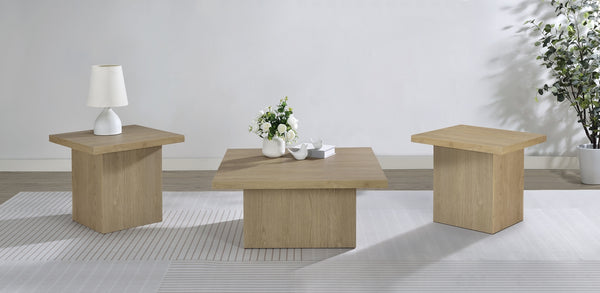 Coaster Devar 3-Piece Square Cocktail Coffee End Table Set Latte