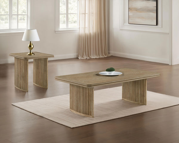 Coaster Adina 2-Piece Wood Coffee Table Set Distressed Light Brown