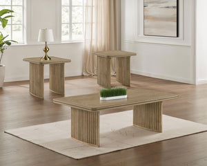Coaster Adina 3-Piece Wood Coffee Table Set Distressed Light Brown