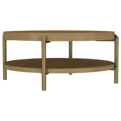 Coaster Arini Round Coffee Table With Storage Shelf Sand Wash