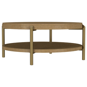 Coaster Arini Round Coffee Table With Storage Shelf Sand Wash