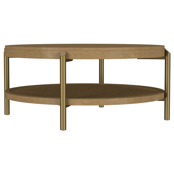 Coaster Arini Round Coffee Table With Storage Shelf Sand Wash