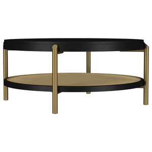 Coaster Arini Round Coffee Table With Storage Shelf Black