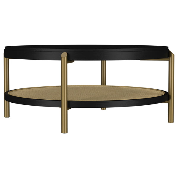 Coaster Arini Round Coffee Table With Storage Shelf Black