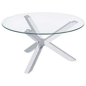Coaster Kenzie Round Tempered Glass Top Cocktail Coffee Table Chrome