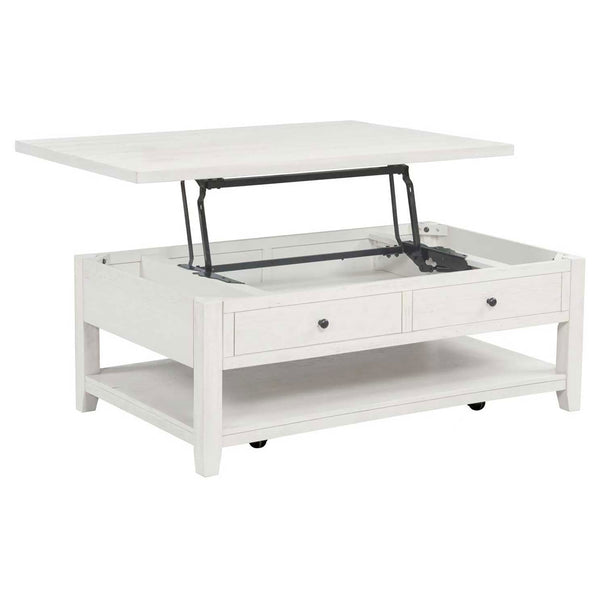Coaster Payne 48-Inch Mobile Lift Top Coffee Table Distressed White
