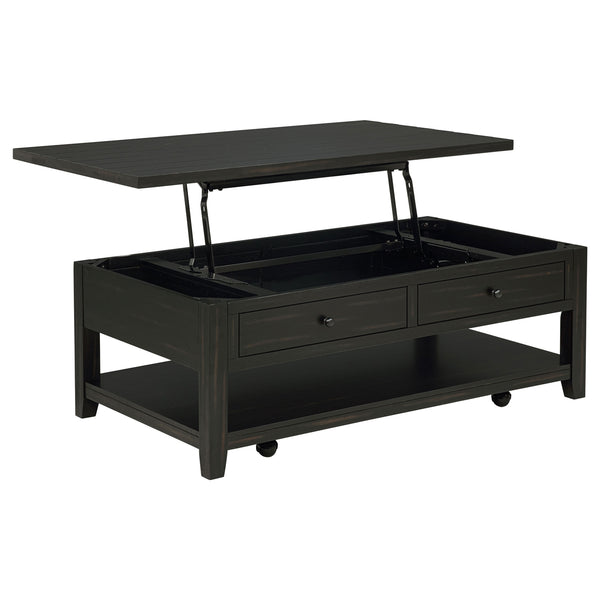 Coaster Payne 48-Inch Mobile Lift Top Coffee Table Distressed Java