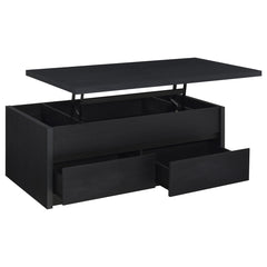 Coaster Knapp Lift Top Cocktail Coffee Table With Dual Drawers Black